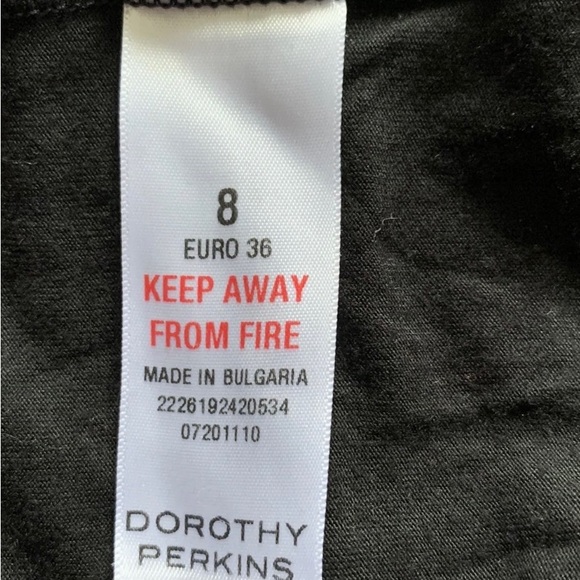 Dorothy Perkins Black Dress Sleeveless Draped Waterfall Knee Length Stretch UK 8 - Picture 9 of 12